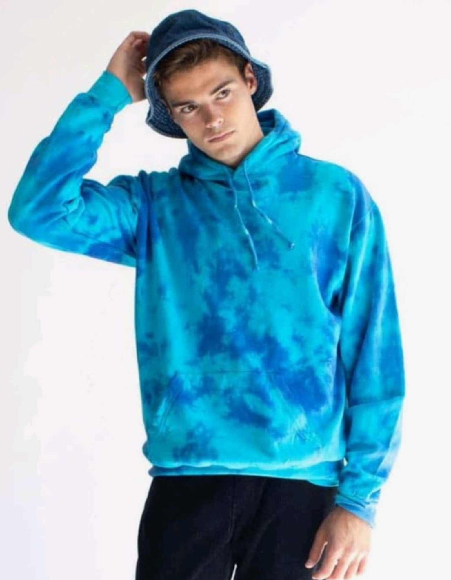 Sky Blue Blue Tie Dye Unisex Hoodie - Main Image