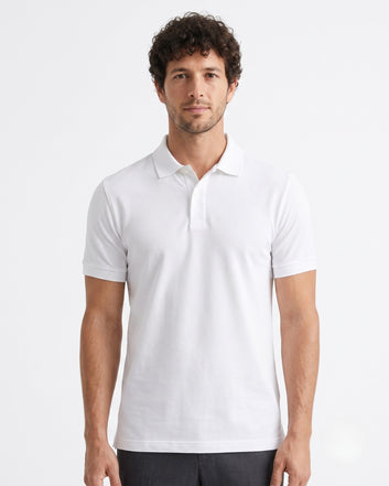 White Half Sleeve Poly Cotton Fabric Polo T-Shirt
