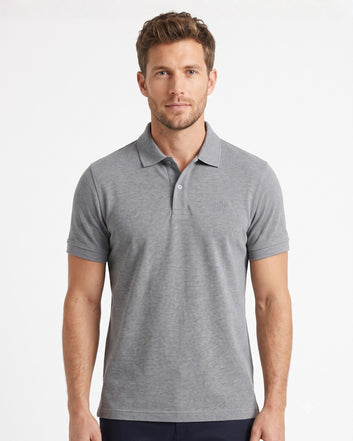 Grey Half Sleeve Poly Cotton Fabric Polo T-Shirt