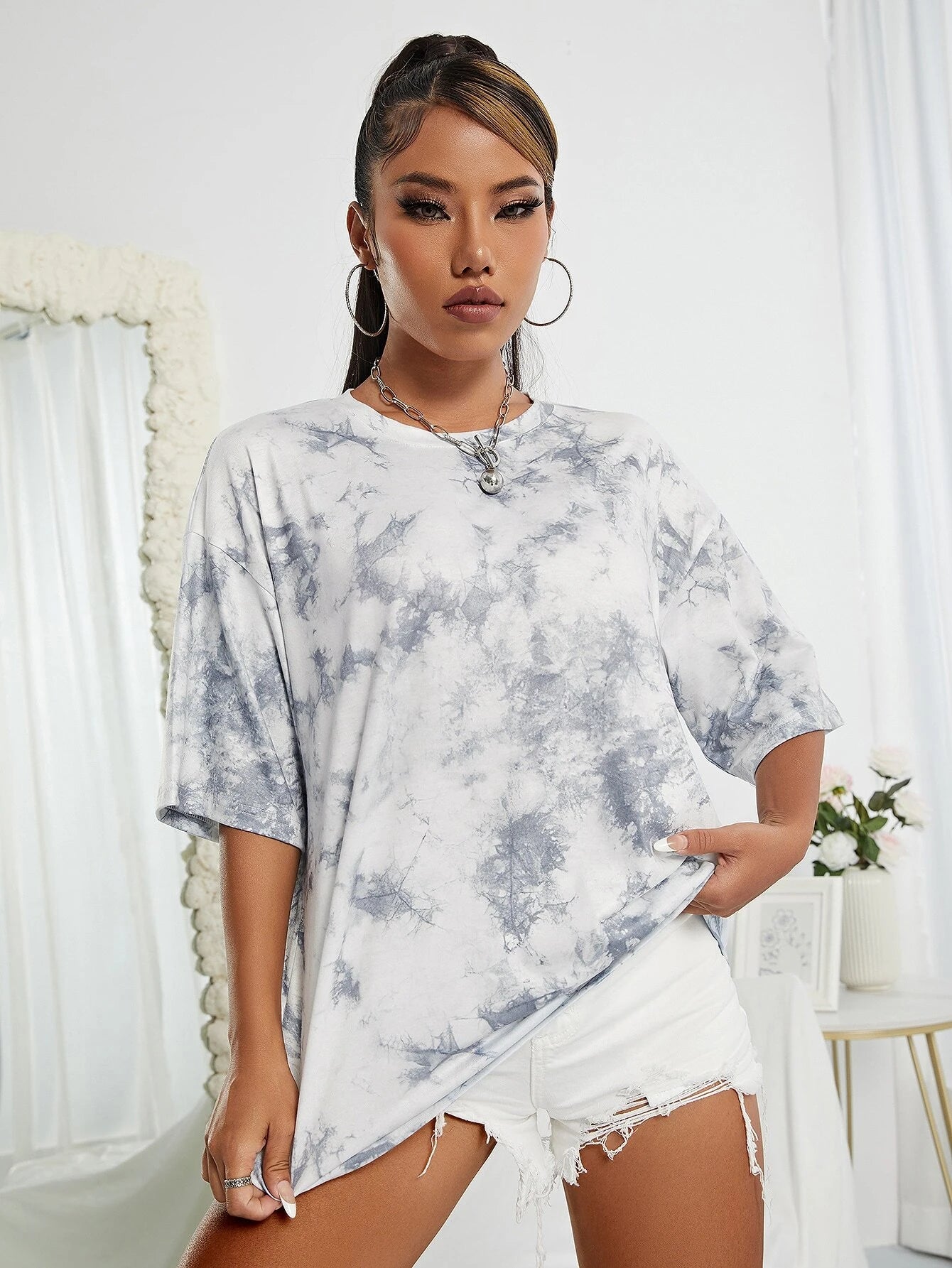 Tie Dye Oversized T-shirt - Black