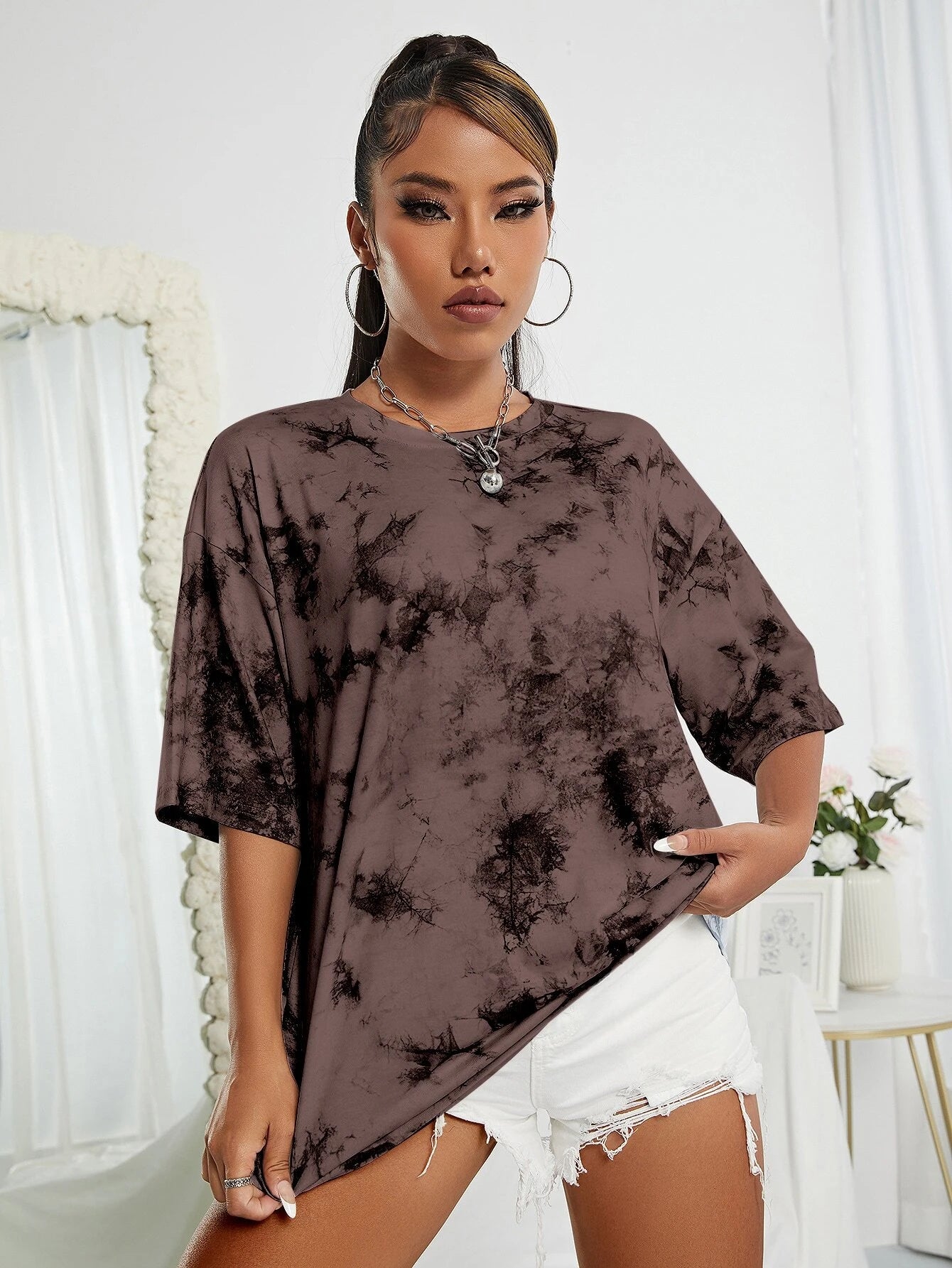 Tie dye oversized t-shirt - Mocha