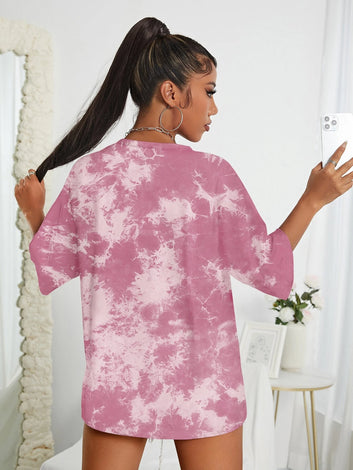 Tie dye oversized t-shirt - Dusty Pink