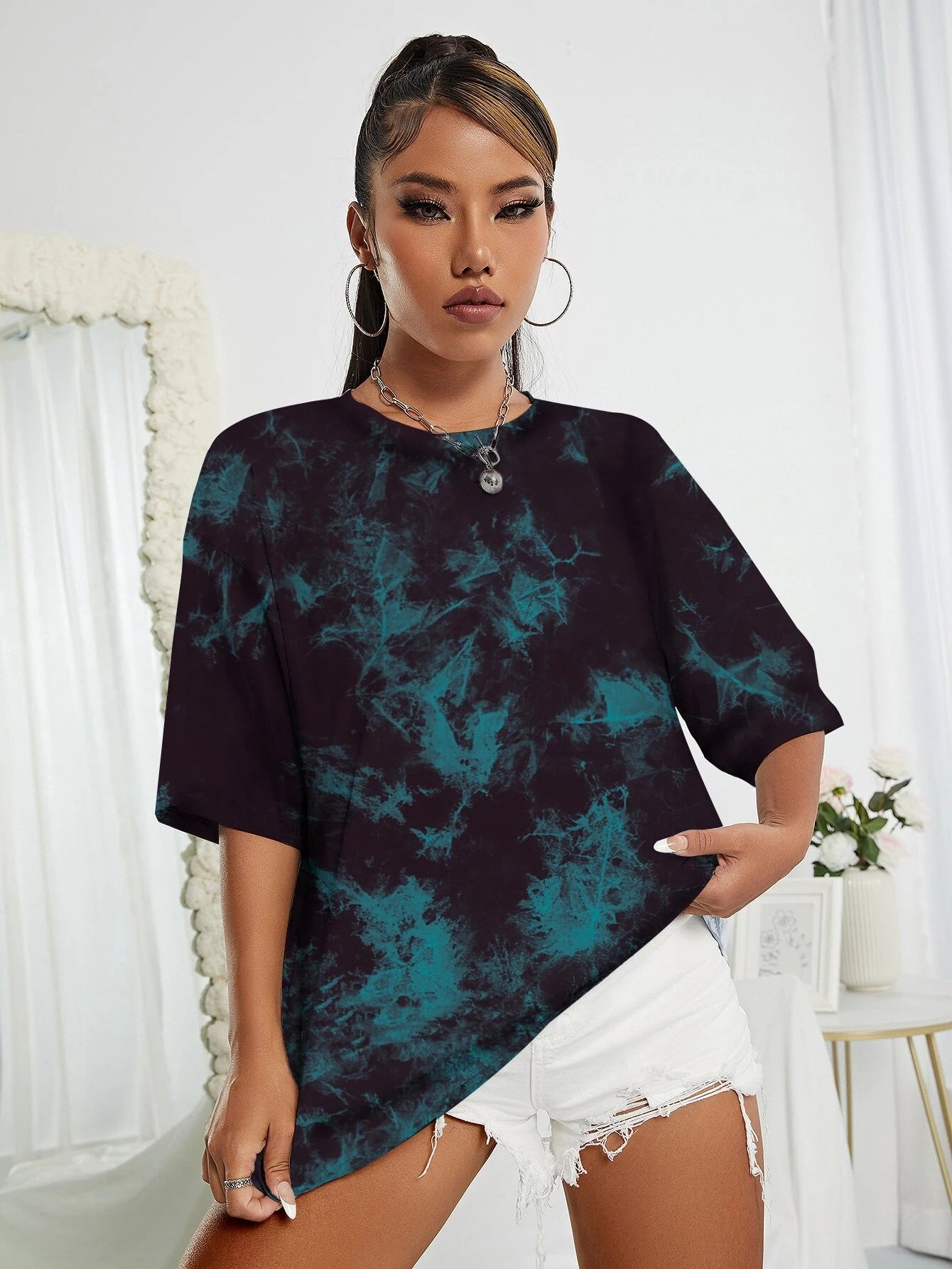 Tie dye oversized t-shirt - Sky Blue