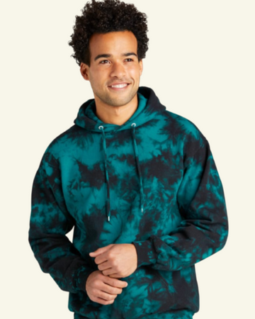 Teal & Black Tie Dye Hoodie