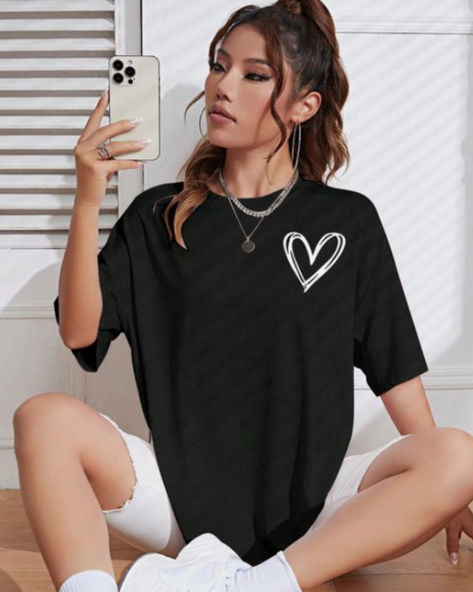 Heart - Oversized Black T-shirt