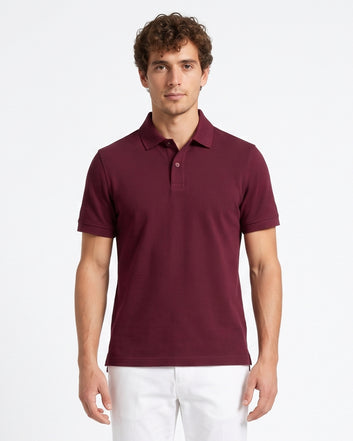 Maroon Half Sleeve Poly Cotton Fabric Polo T-Shirt