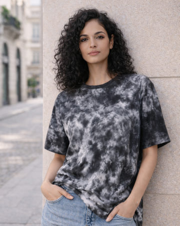 Pure Cotton TIe Dye Regular T-shirt -Black