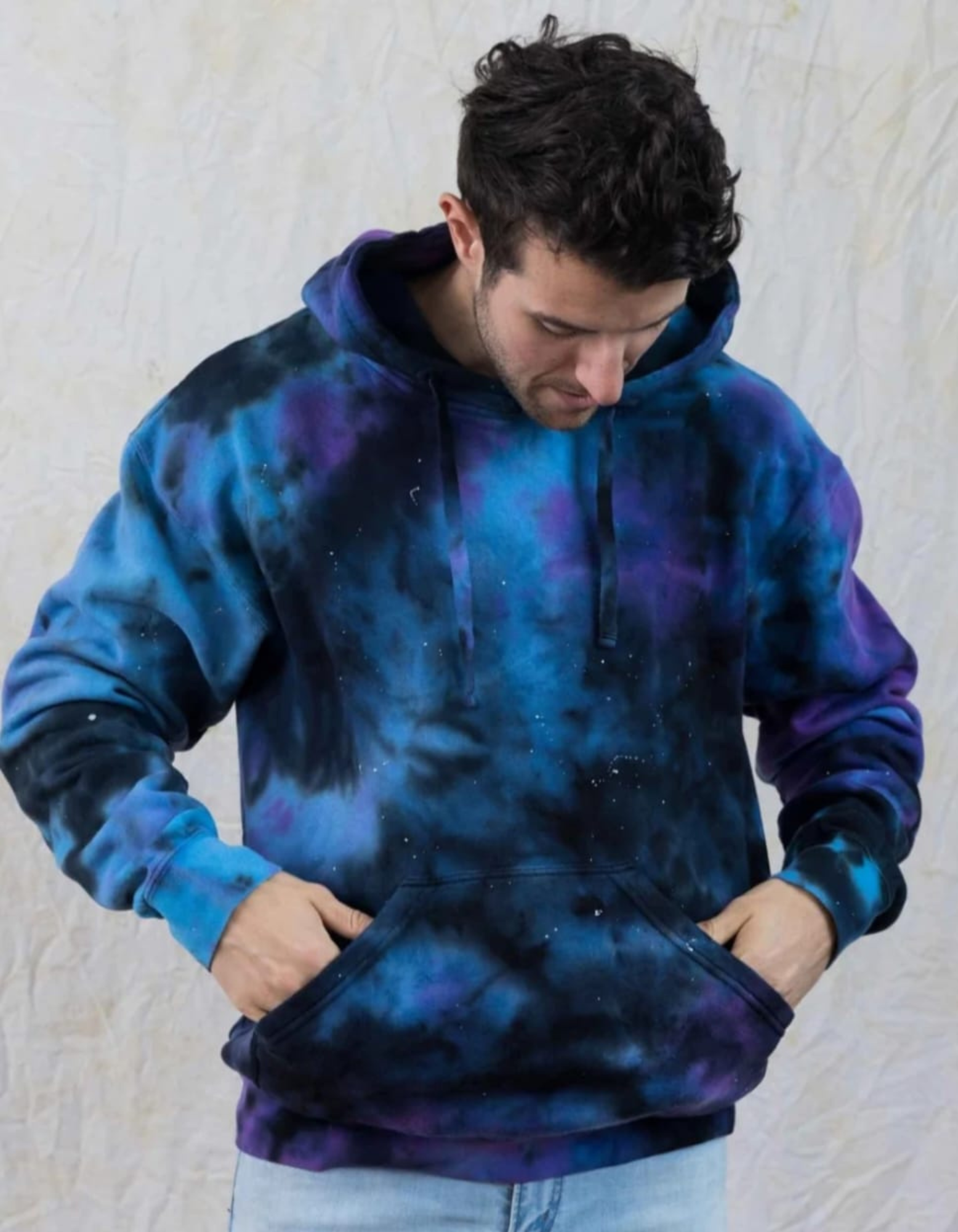 Blue & Black Tie Dye Unisex Hoodie