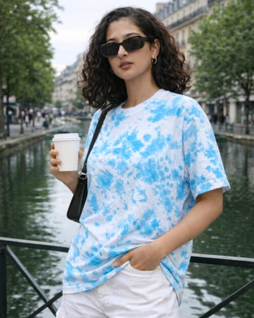 Pure Cotton TIe Dye Regular T-shirt - Sky blue