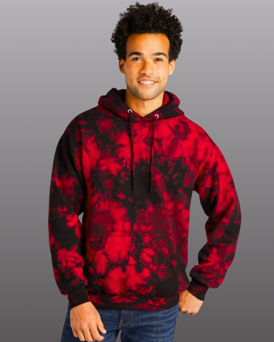 Red & Black Tie Dye Unisex Hoodie