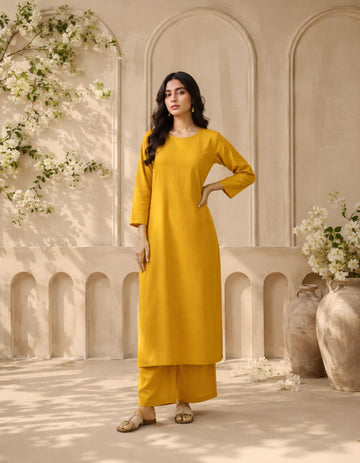 Women's Mustard Kurti Co-ord Set