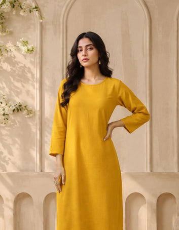 Women's Mustard Kurti Co-ord Set