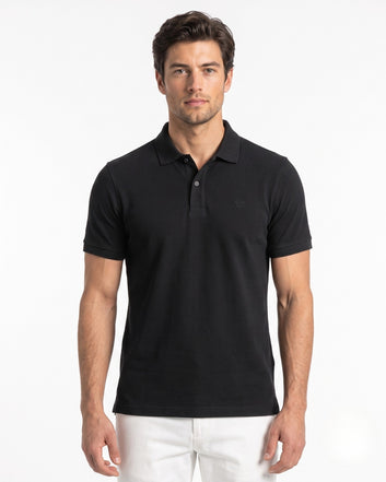 Black Half Sleeve Poly Cotton Fabric Polo T-Shirt