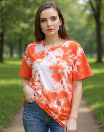 Pure Cotton TIe Dye Regular T-shirt - Orange