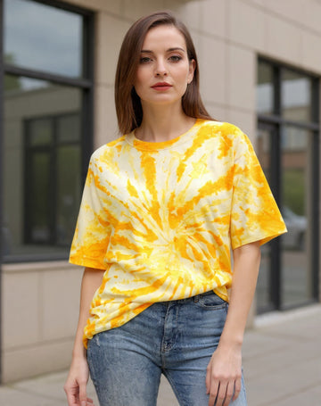 Pure Cotton TIe Dye Regular T-shirt - Yellow