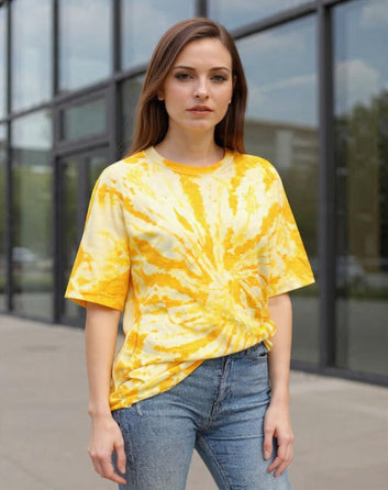 Pure Cotton TIe Dye Regular T-shirt - Yellow