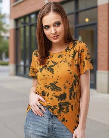 Pure Cotton TIe Dye Regular T-shirt - Yellow