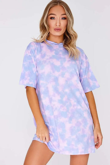 Tie Dye Oversized T-shirt - Purple & Pink