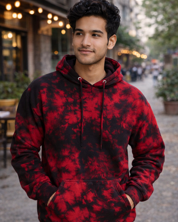 Red & Black Tie Dye Unisex Hoodie