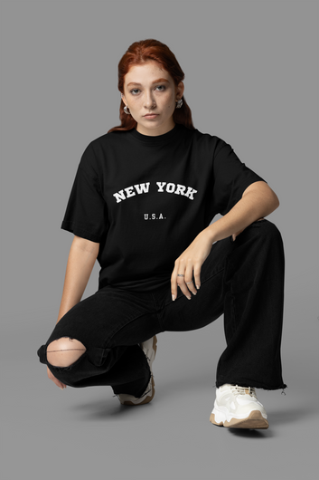 New York - Oversized Black T-shirt