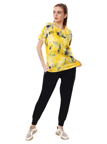 Pure Cotton TIe Dye Regular T-shirt  - Yellow